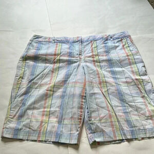 Izod orange blue yellow plaid shorts size 16